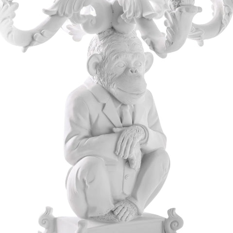 "CANDLESTICK 5 ARMS BURLESQUE THE WISE CHIMPANZEE H. CM. 48 WHITE SELETTI"