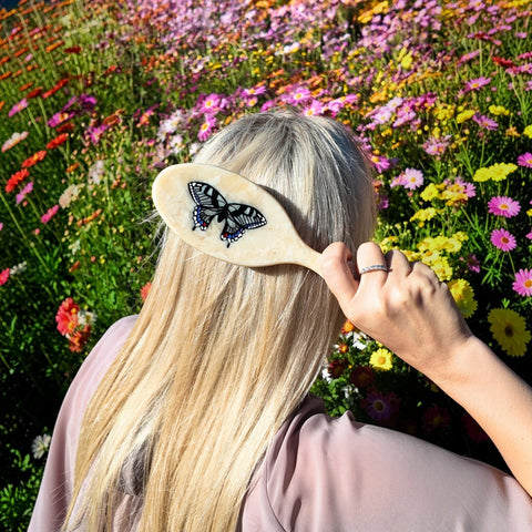 SPAZZOLA HANDPAINTED SWALLOWTAIL HAIR BRUSH SOLAR ECLIPSE