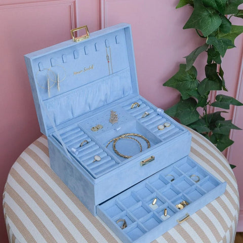 PORTAGIOIE DENISE VELLUTO ART. SCAR-DENIS2-VBLC AZZURRO MAISON SCARLETT