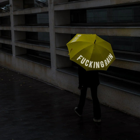 OMBRELLO  FUCKING RAIN GIALLO REFLECTIVE TRANSPARENT FISURA