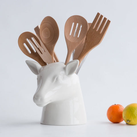 CONTENITORE STAG HEAD UTENSIL POT WHITE SUCK UK