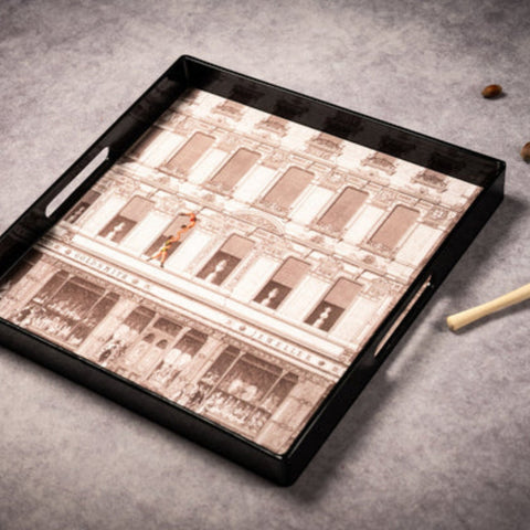 VASSOIO ACROBATS PLATEAU LACQUE' CARRE' 33X33 BLUE SHAKER