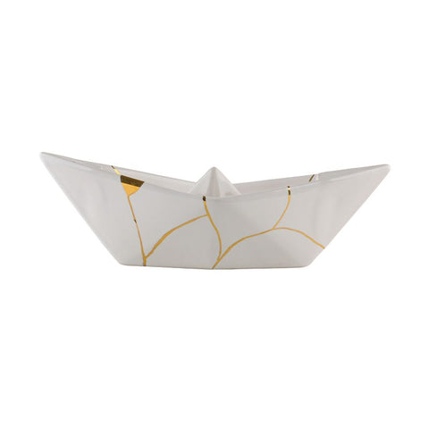 BARCHETTA MEDIA ORIGAMI KINTSUGI ART. 2566 CERAMICHE CRESCENTINI WHITE
