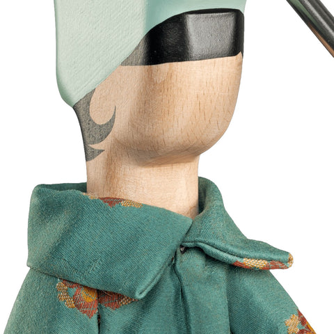 LAMPADA LITTLE GIRL LUTS PARALUME VERDE ACQUA E BASE LEGNO DI FAGGIO SKITSO
