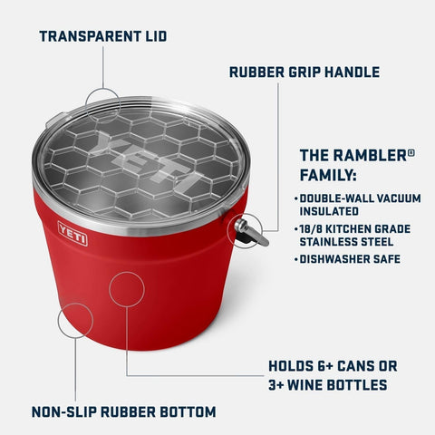 SECCHIELLO RAMBLER BEVERAGE BUCKET 70000003412 RED YETI