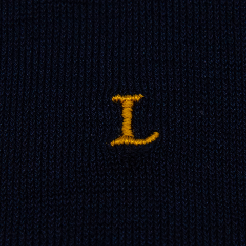 BLAUE HERRENSOCKEN MIT SENFGRAUEN INITIALEN - GRÖSSE 40/45 -T- 134-0-T EINZELNE SOCKEN