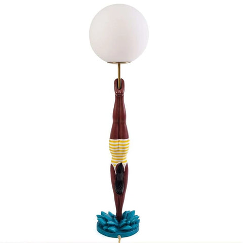 SELETTI TISCHLAMPE AUS HARZ LADY DIVER GELB 14937 MEHRFARBIG
