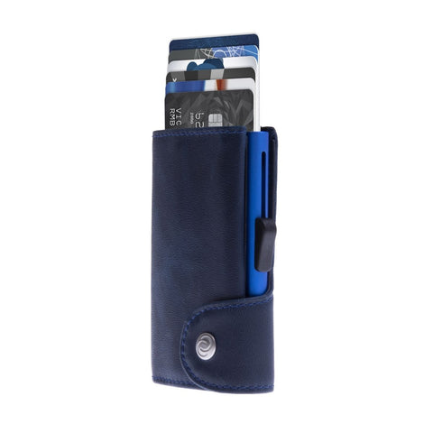 EINZEL-MÜNZBRIEFTASCHE NAVAL PRESTIGE LEDER C SECURE BLAU