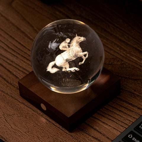 3D-Pferderennen-Boot-Lichtlampe, Art. G025HR, Bernsteinfarben, Kristall, mehrfarbig