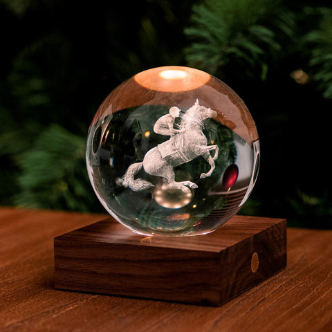 3D-Pferderennen-Boot-Lichtlampe, Art. G025HR, Bernsteinfarben, Kristall, mehrfarbig