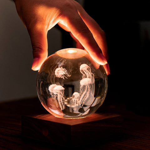 Lampe Licht 3D Quallen Boot Art. G025JF Bernstein Kristall mehrfarbig