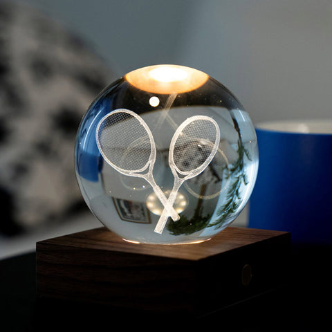 3D-Tennisschläger-Bootslampe, Art. G025TE, Bernsteinfarben, Kristall, mehrfarbig