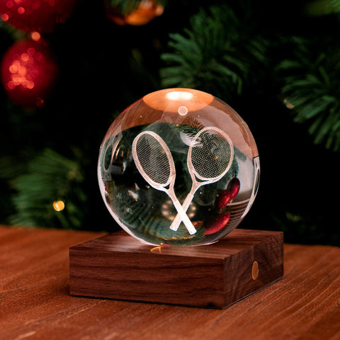 3D-Tennisschläger-Bootslampe, Art. G025TE, Bernsteinfarben, Kristall, mehrfarbig