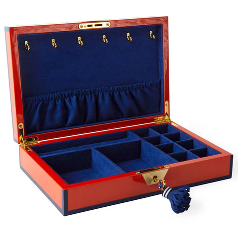 SCHMUCKKASTEN AUS SCHLANGENLACK ORANGE MARINEBLAU ART. 30900 JONATHAN ADLER ORANGE