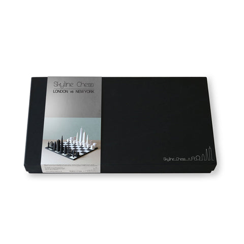 Schach-Skyline, Acryl, New York vs. Dubai (mit Marmor-Lukenbrett), Artikelnummer 977, Weiß