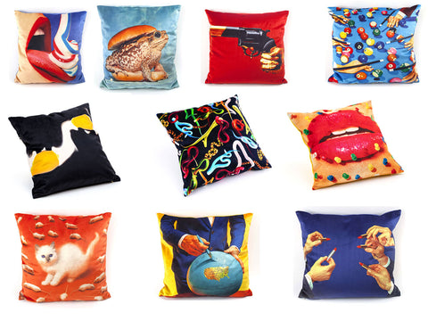 SELETTI MULTICOLOR TOILETTENPAPIERKISSEN 50X50 ZUNGE 02333