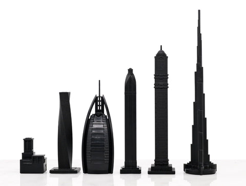 Schach-Skyline, Acryl, Dubai-Edition (mit Dubai-Kartenbrett), Artikelnummer 970, Schwarz