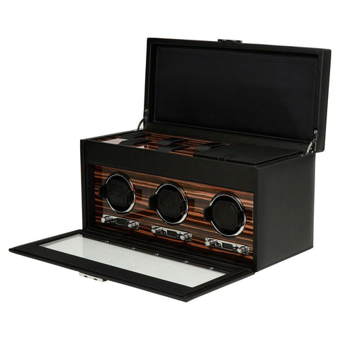 ROADSTER TRIPLE WATCH WINDER UHRENBOX MIT AUFBEWAHRUNG 457356 WOLF BLACK