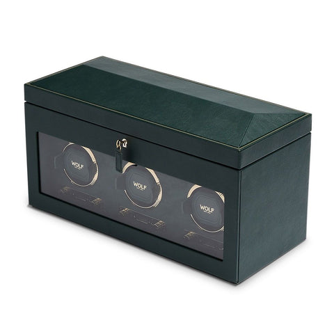 BRITISH RACING TRIPLE WATCH WINDER UHRENBOX 792341 WOLF 1834 GRÜN