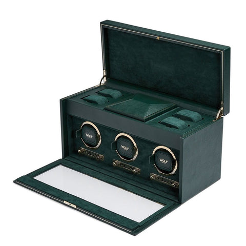 BRITISH RACING TRIPLE WATCH WINDER UHRENBOX 792341 WOLF 1834 GRÜN
