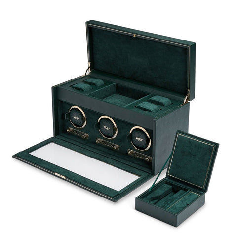 BRITISH RACING TRIPLE WATCH WINDER UHRENBOX 792341 WOLF 1834 GRÜN