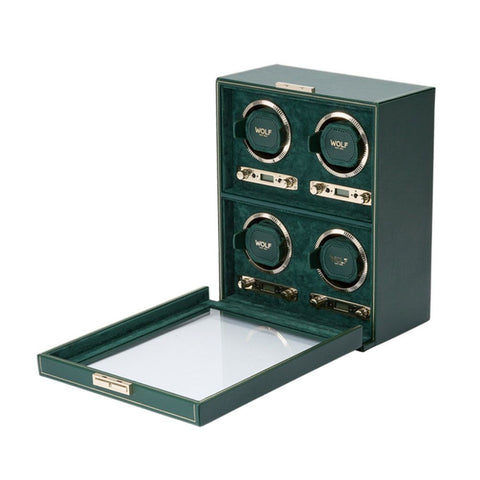 British Racing 4-teiliger Uhrenbeweger, Uhrenbox, 793041, Wolf 1834, Grün 