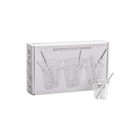 SET MIT 6 GLASKAFFEETASSEN + RÜHRSTÄBCHEN 10655KIT SELETTI 
