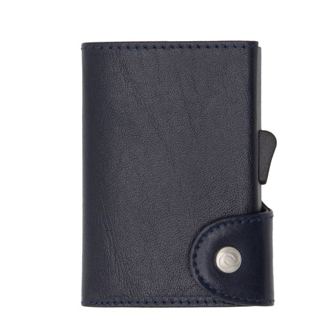 EINZEL-MÜNZBRIEFTASCHE MONTANA PFLANZLICH GEGERBTES LEDER C SECURE BLAU