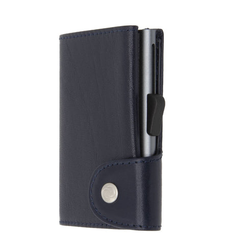 EINZEL-MÜNZBRIEFTASCHE MONTANA PFLANZLICH GEGERBTES LEDER C SECURE BLAU