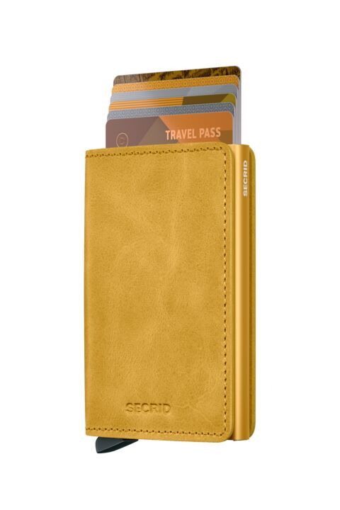 SLIMWALLET VINTAGE SECRID GELB GELBE GELBE GELDBÖRSE