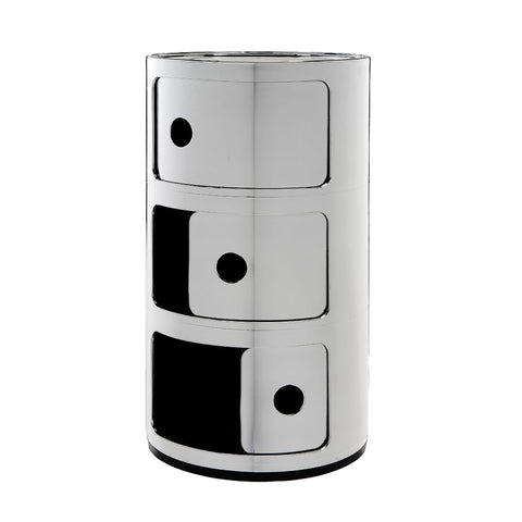 COMODINO COMPONIBILE 3 ELEMENTI CROMATO 05967/XX KARTELL SILVER