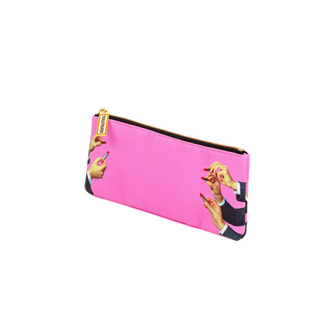 PU-FEDERMÄPPCHEN BEDRUCKTES TOILETTENPAPIER CM.21X9 LIPPENSTIFTE ROSA SELETTI