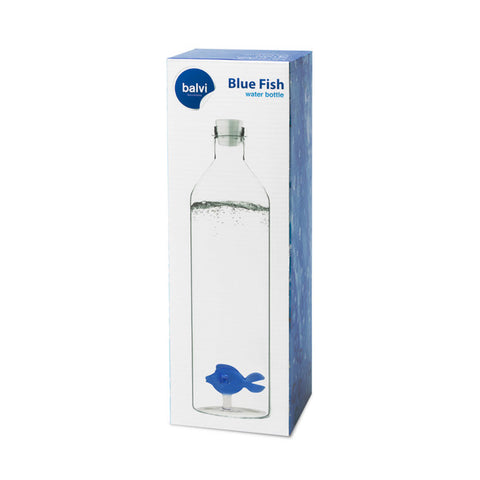 BALVI 1,2-Liter-Borosilikatglasflasche, blauer Fisch, 24619
