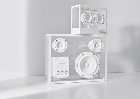 TRANSPARENTER WEISSER AUDIO-LAUTSPRECHER