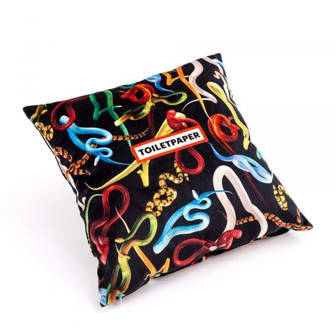 SELETTI SNAKES SCHWARZES 50X50 POLYESTERKISSEN MIT FEDERNFÜLLUNG
