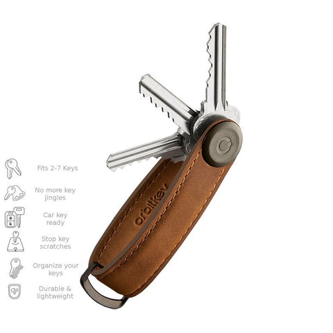 PORTACHIAVI ORBITKEY 2.0 LEATHER CHESTNUT BROWN-BROWN