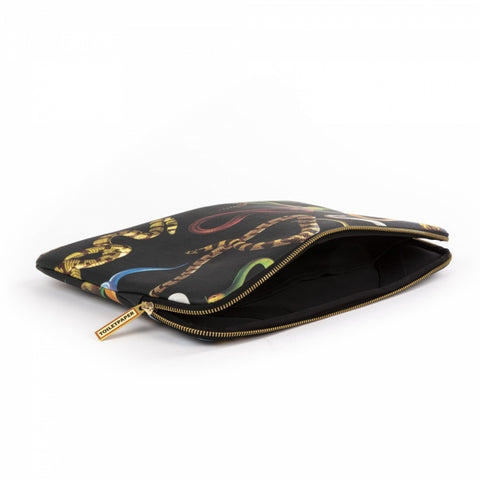 SELETTI Laptoptasche aus PU-Toilettenpapier mit Schlangen-Print, 34,5 x 25 x 2 cm