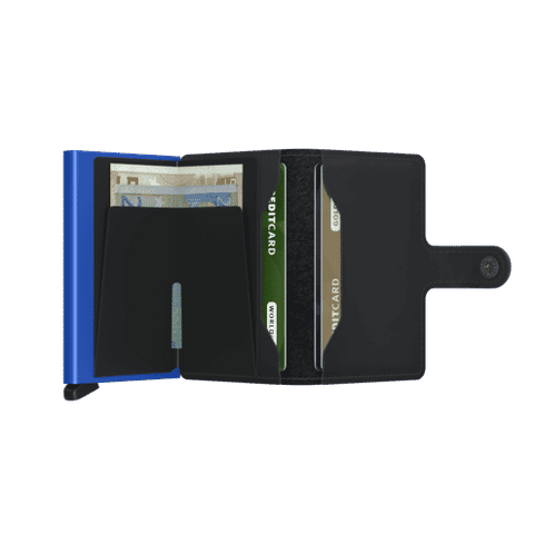 "MINI WALLET MATTE BLACK &amp; BLUE SECRID"
