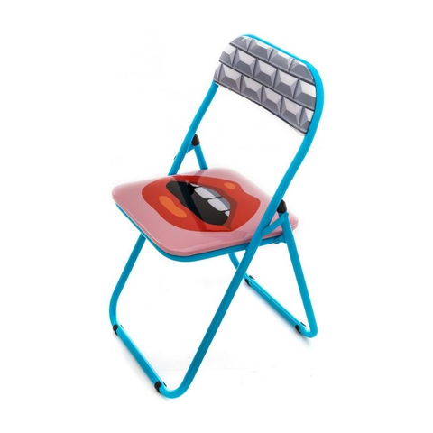 STUDIO JOB KLAPPBARER STUHL AUS METALL, CM. 44 H.47/80 MUND, NEU, SELETTI