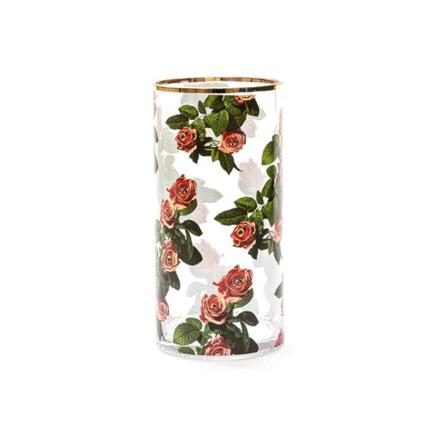 "SELETTI GLASS VASE TOILETPAPER 14173 ROSES"