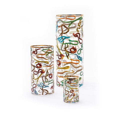 "SELETTI TOILETPAPER GLASS VASE DIAM. CM 15 H.30 SNAKES ART. 14171"