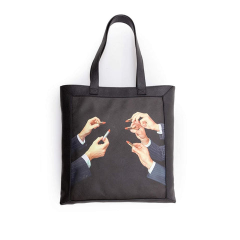 TOTE BAG TOILETPAPER LIPSTICKS BLACK ART 02210 SELETTI